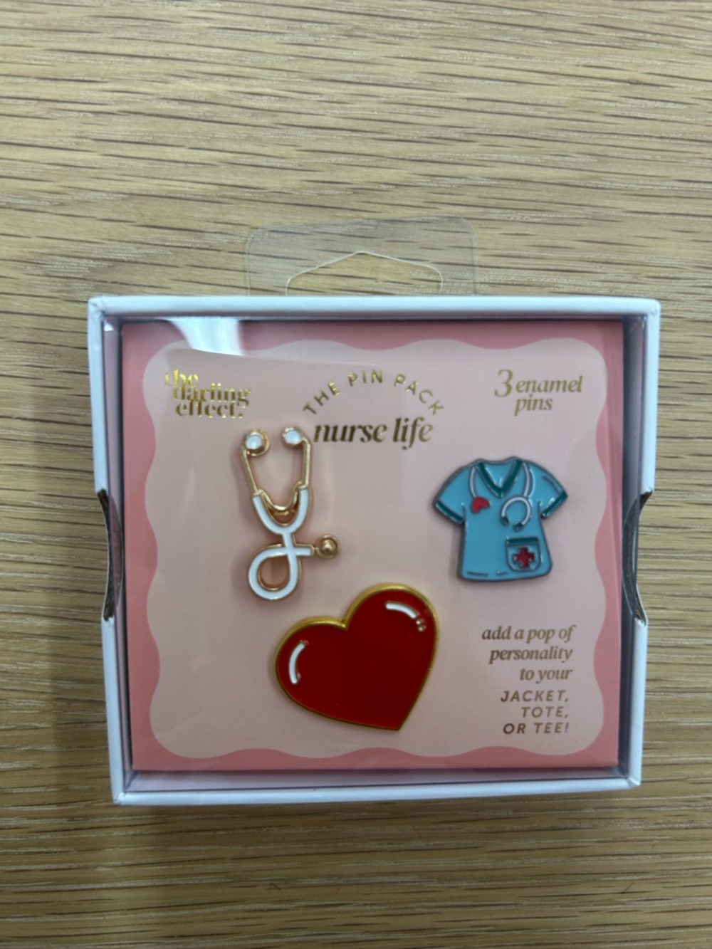 Nurse Life Enamel Pin Set - Red Heart, Blue Scrub, Gold Stethoscope